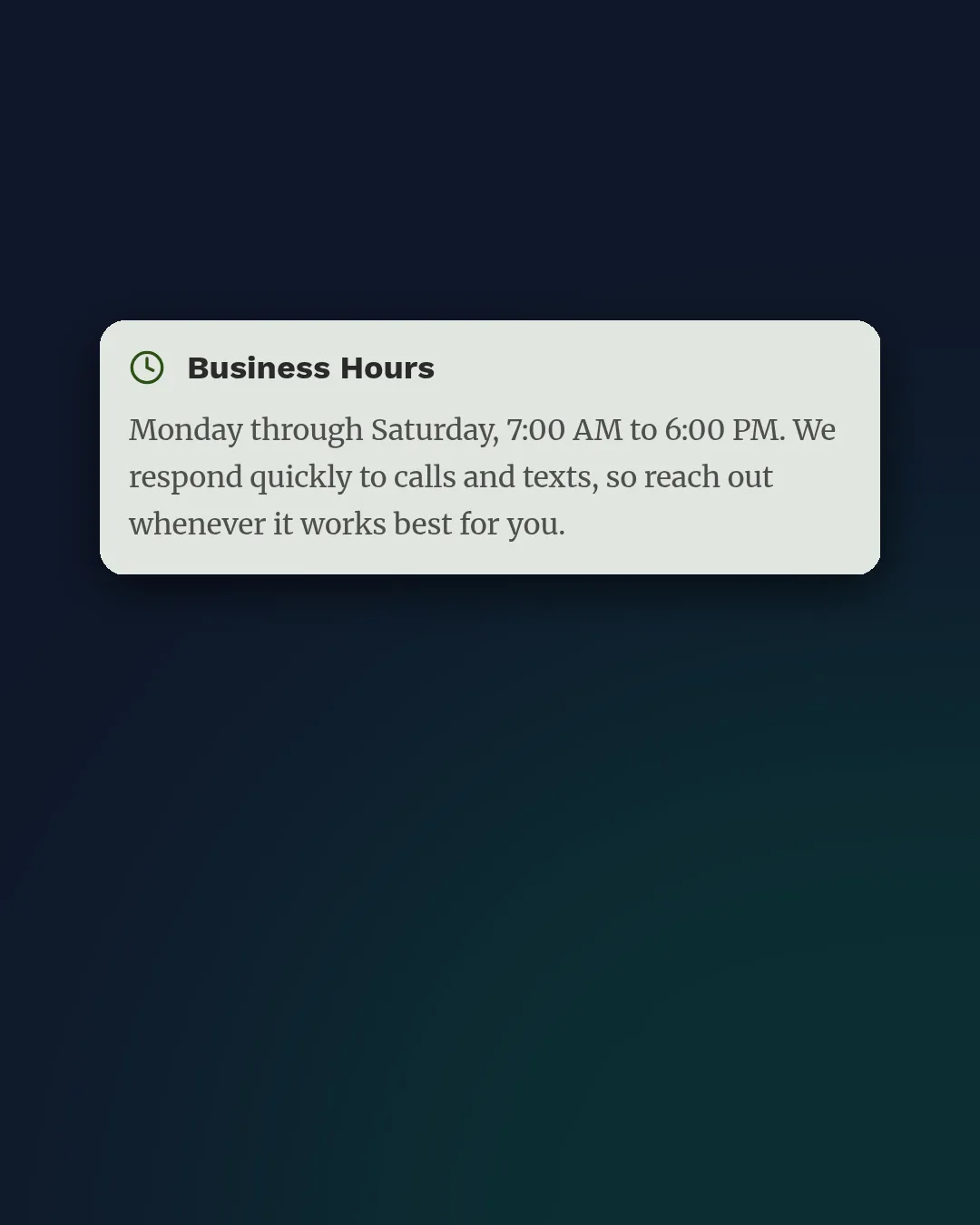 Green Ridge's business hours