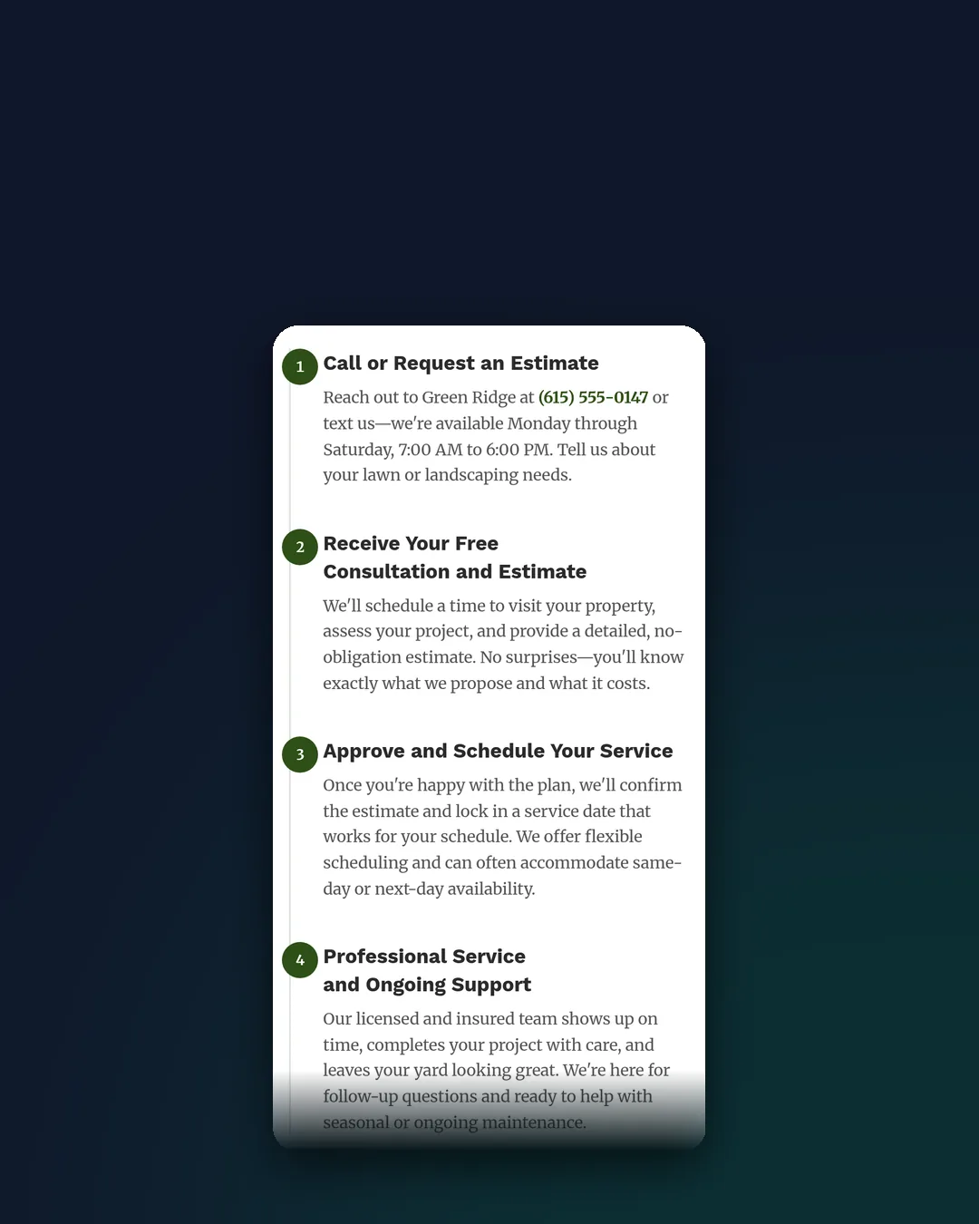 Green Ridge's four-step quote process