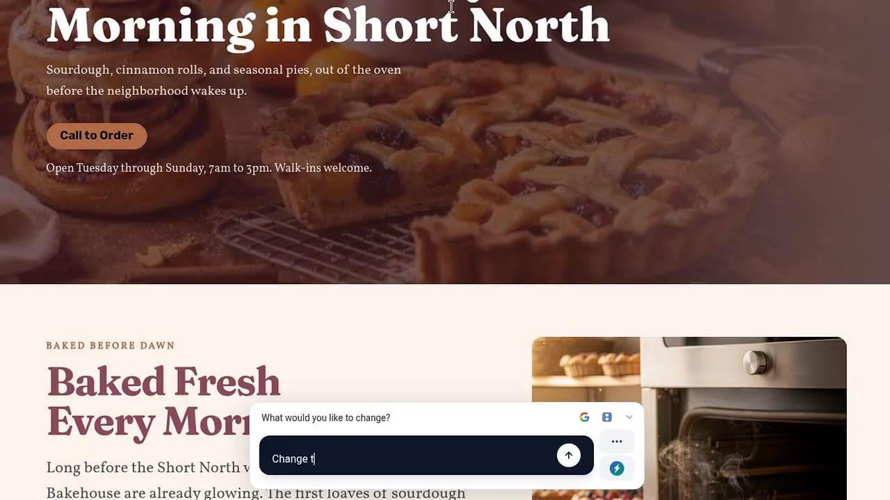 Renaming the bakery by chat in the WebZum editor